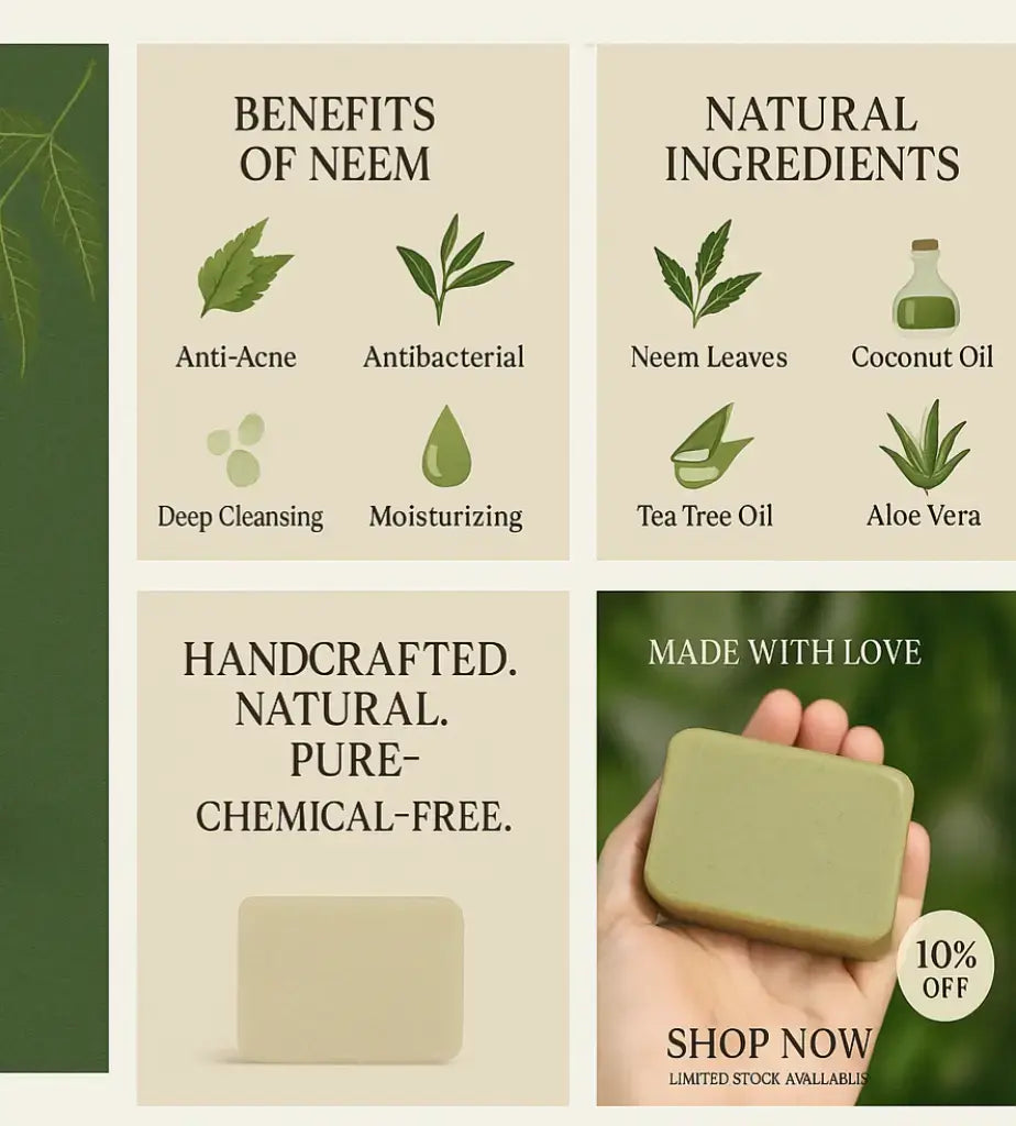 Aleeha Neem Organic Soap โ For Acne-Prone Skin